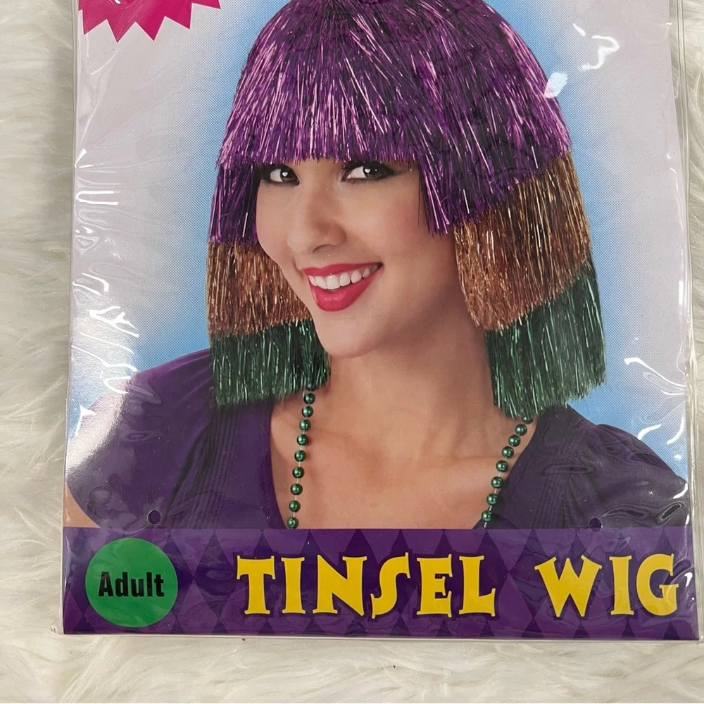 Vibrant Purple and Gold Tinsel Wig NEW Mardi Gras party NOLA New Orleans parade